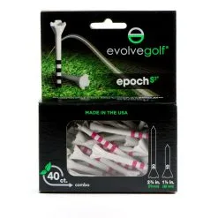 EVOLVE GOLF EPOCH White/Pink Combo Pack (30 Count 2 3/4 Inch) & (10 Count 1 1/2 Inch) Tees