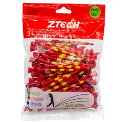 Ztech Red 3 1/4 Inch Tees With Yellow Stripes (100 Count)
